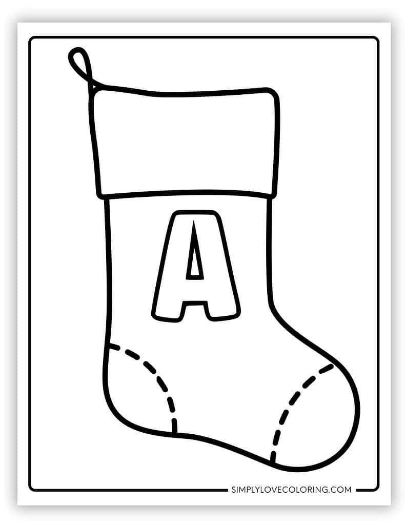 alphabet christmas stocking coloring pages (free pdf printables